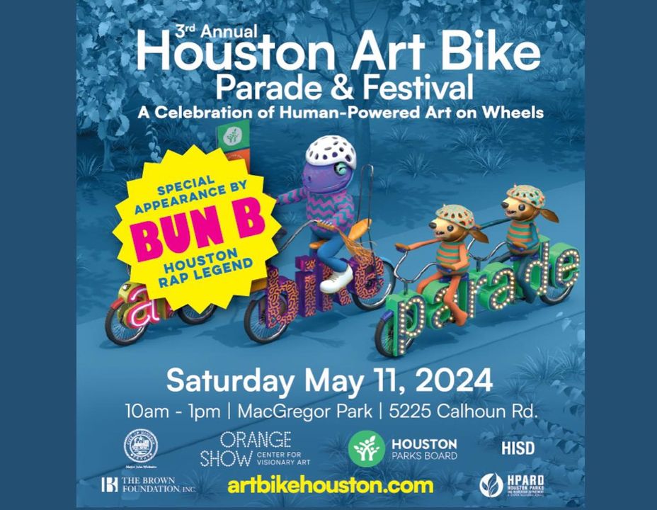 BIG NEWS! Bun B will make a special appearance at this year’s Art Bike Parade & Festival TOMORROW at MacGregor Park. Following the parade, Bun B will participate in the Awards ceremony.
  
Learn more at artbikehouston.com.

📸: marcofromhouston

#ParksByYou #ArtBike #BunB