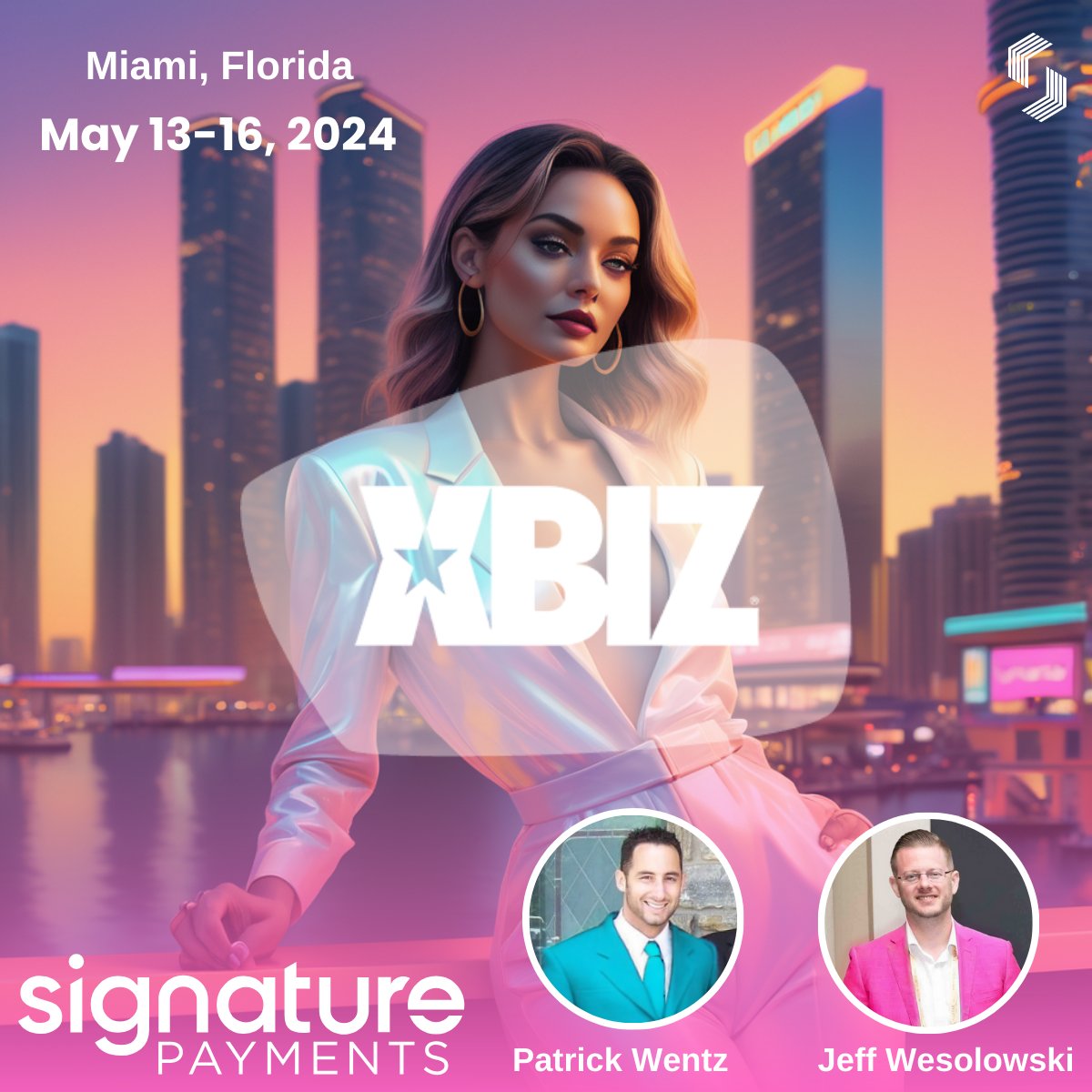 Get ready, Miami! 

XBIZ Miami is just around the corner! 

Our representatives, Jeff Wesolowski, and Patrick Wentz, are excited to showcase how Signature Payments can help adult entertainment businesses succeed. 

#XBIZMiami #SignaturePayments #PaymentSolutions #MiamiBound2024
