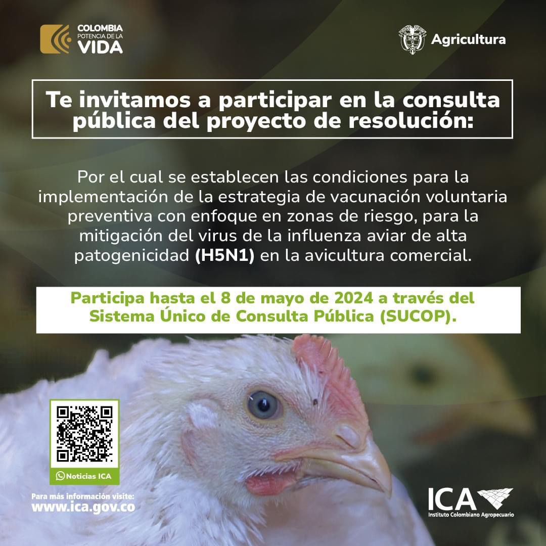 Participa en la consulta pública de este proyecto de resolución y haz parte de la transformación y desarrollo del campo colombiano. 🔈 🌿 👉 Envía tus comentarios aquí: sucop.gov.co/entidades/ica/…