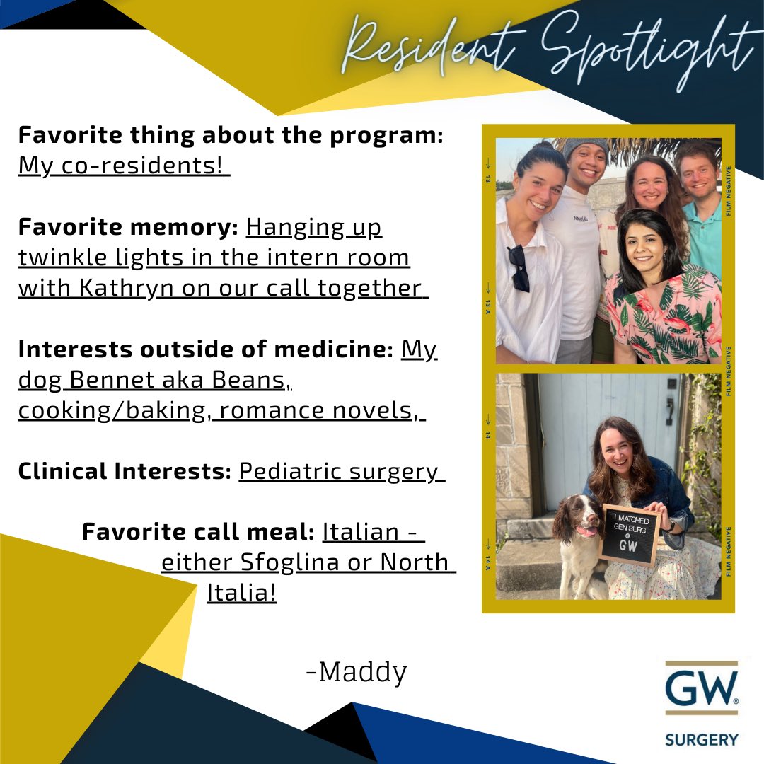 #FeatureFriday Introducing Maddy, current PGY2! Join us on Fridays as we highlight our entire resident complement! 💙💛 #surgery #surgeryresidency #residency #ilooklikeasurgeon #medtwitter #doctor