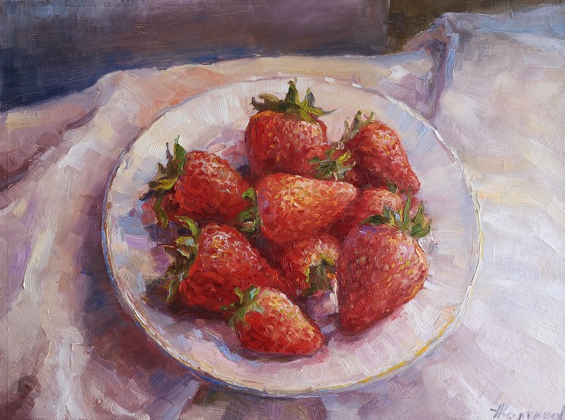 Ending our day with this sweet treat, 12'x16' oil on canvas 'Strawberries on a Plate' by Alexander Koltakov! Visit us tomorrow for Open City and take part in all our fun activities, including the opening of TWO shows! #localart #halifaxart #halifaxns #artgallery #artcollector