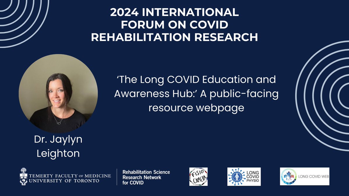Rehabilitation Science Research Network for COVID (@uoftcovidrehab) on Twitter photo Help us share #COVIDRehab research!
Dr. Jaylyn Leighton presented on the #LongCOVID Education and Awareness Hub at our recent Forum. tinyurl.com/3ue7srxd
<a href="/Sunnybrook/">Sunnybrook Health Sciences Centre</a> <a href="/mbastaw/">Dr. Marina B Wasilewski</a> Help us share #COVIDRehab research!
Dr. Jaylyn Leighton presented on the #LongCOVID Education and Awareness Hub at our recent Forum. tinyurl.com/3ue7srxd
<a href="/Sunnybrook/">Sunnybrook Health Sciences Centre</a> <a href="/mbastaw/">Dr. Marina B Wasilewski</a>