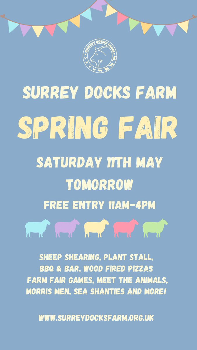 It’s TOMORROW!! See you at the Farm from 11am-4pm to watch the sheep get a haircut, check out the craft stalls, shop plants, sample delicious pizza or burgers, play fair games, stroke the rabbits and chill in the field with a cold drink! ☀️