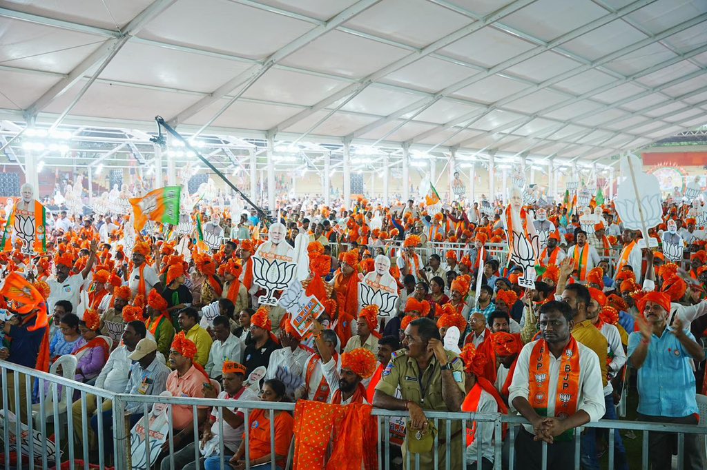 Catch glimpses from PM Shri @narendramodi ji public rally in Hyderabad,Telangana! @BJP4Telangana