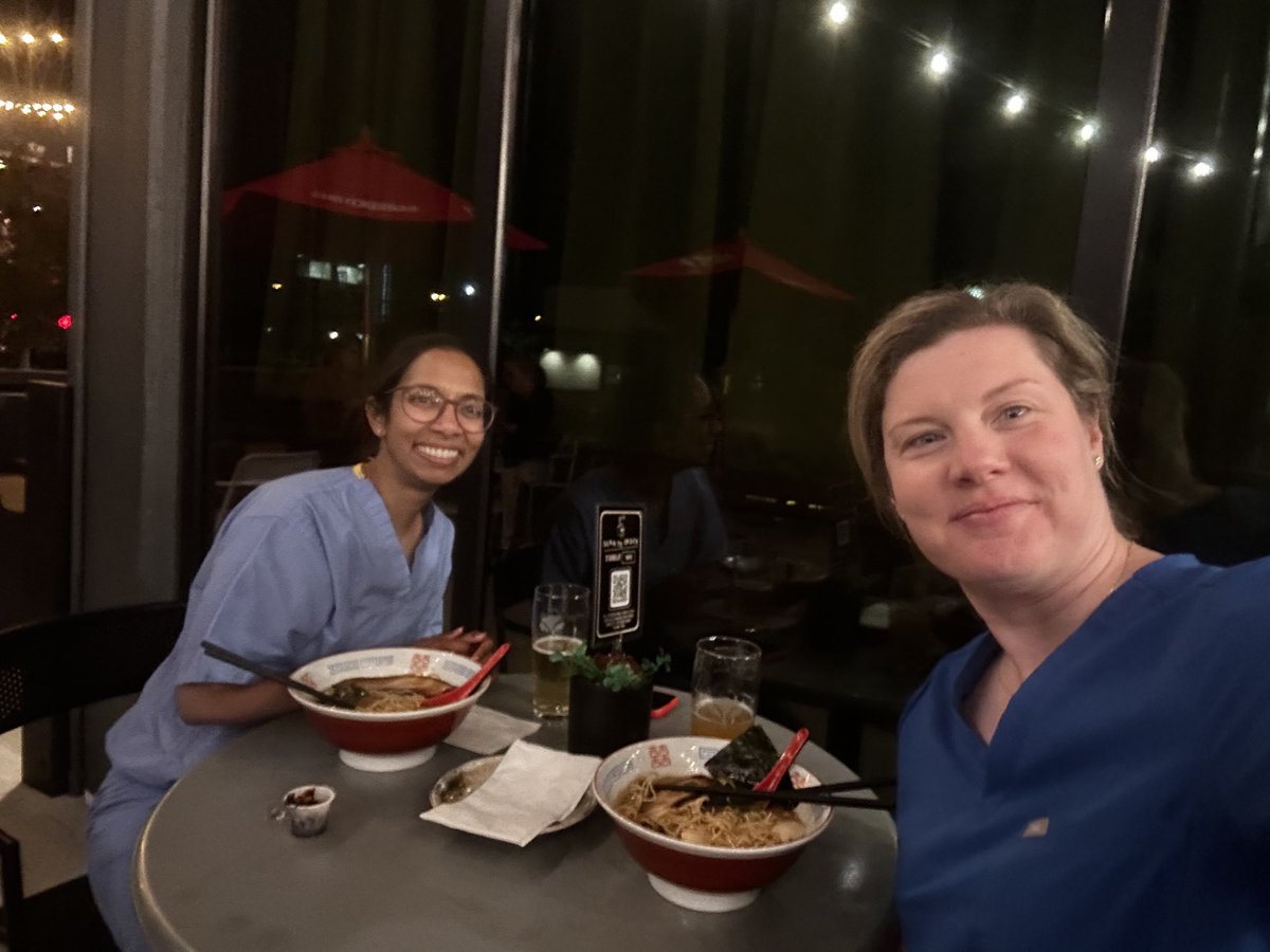 When your friend stays late post call to cath your patient, you take her for Ramen. SO lucky to have such amazing friends and colleagues to partner with every day! #teamwork