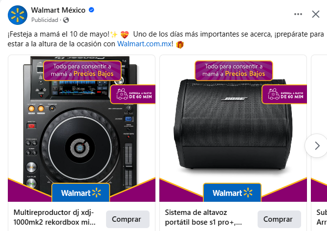 La publicidad personalizada de Walmart México piensa que mi mamá sería muy feliz con unas CDJ y monitores Bose