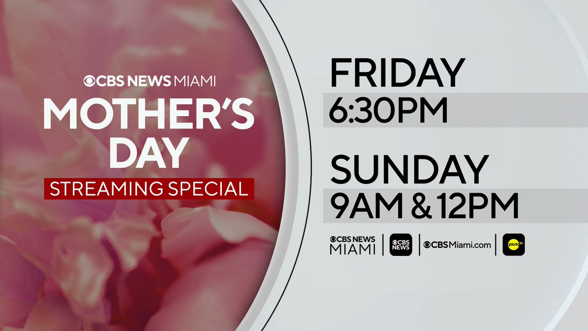 #HappyMothersDay from the @cbsmiami moms to all of you !💕We hope you’ll tune into our “Mother’s Day Streaming Special” on CBSMiami.com this evening at 6:30 PM and again on Sunday at 9 AM and Noon.  @MarybelCBS4 @LaurenPastrana @NajaheSherman @Betty_Nguyen #cbsmiami