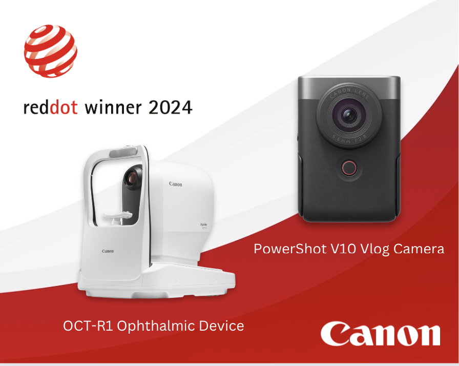 We are proud to announce that our PowerShot V10 Vlog Camera and OCT-R1 Ophthalmic Device have both won the Red Dot Design Award for Production Design.

Learn more: canon.us/4acGQOr