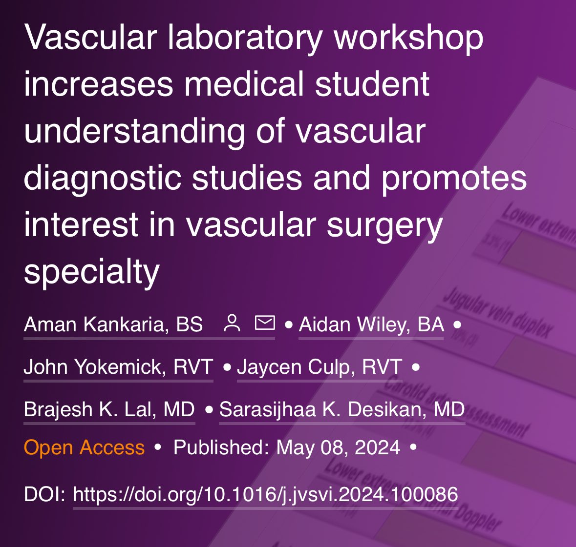 Aidan Wiley (@aidan_wiley_) on Twitter photo How can we leverage the vascular lab in #MedEd to improve student competence and inspire interest in vascular surgery? See our latest work from <a href="/The_CVR/">The Center For Vascular Research</a>, now available in <a href="/JVascSurgVI/">JVS - Vascular Insights</a>!
jvsvi.org/article/S2949-… How can we leverage the vascular lab in #MedEd to improve student competence and inspire interest in vascular surgery? See our latest work from <a href="/The_CVR/">The Center For Vascular Research</a>, now available in <a href="/JVascSurgVI/">JVS - Vascular Insights</a>!
jvsvi.org/article/S2949-…