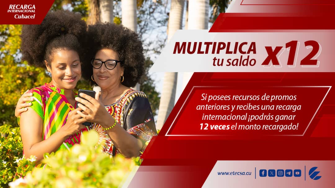 ¡Tu oportunidad de ganar 1️⃣2️⃣ veces el monto recargado ha llegado! 🤗
Hasta el 12 de mayo, si recibes una recarga internacional y posees recursos internacionales vigentes serás beneficiado.