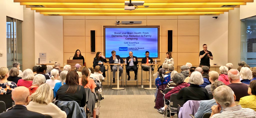 Women who are caregivers of people with #dementia have an increased risk (6x!) of developing it 😮 I learned so much from the #brainhealth 🧠 program <a href="/torontolibrary/">Toronto Public Library</a> featuring <a href="/Baycrest/">Baycrest</a> <a href="/rotmanresearch/">Rotman Research</a> <a href="/TorontoDementia/">Toronto Dementia Research Alliance</a> @CABHI__ <a href="/rosanna_olsen/">Rosanna Olsen</a> <a href="/Nicole9Anderson/">Nicole Anderson</a> <a href="/RajjiTarek/">Tarek K. Rajji</a> 👏