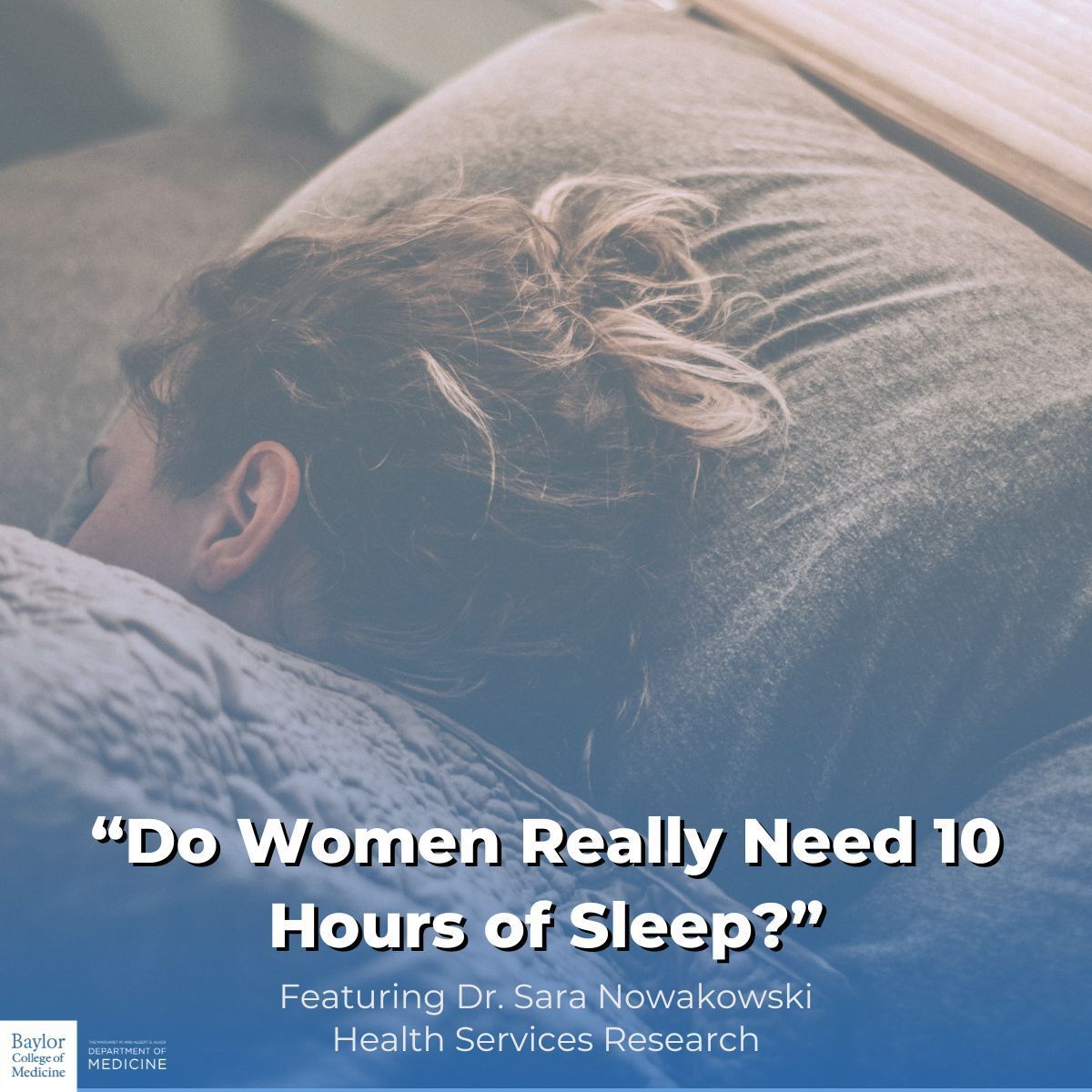 Dr. Sara Nowakowski sheds light on the myth that women need drastically more sleep than men. Research shows a mere 10-15 minute difference, emphasizing individual sleep needs over gender norms. 💤 #BCMDoM Read more: buff.ly/3y7zLlb