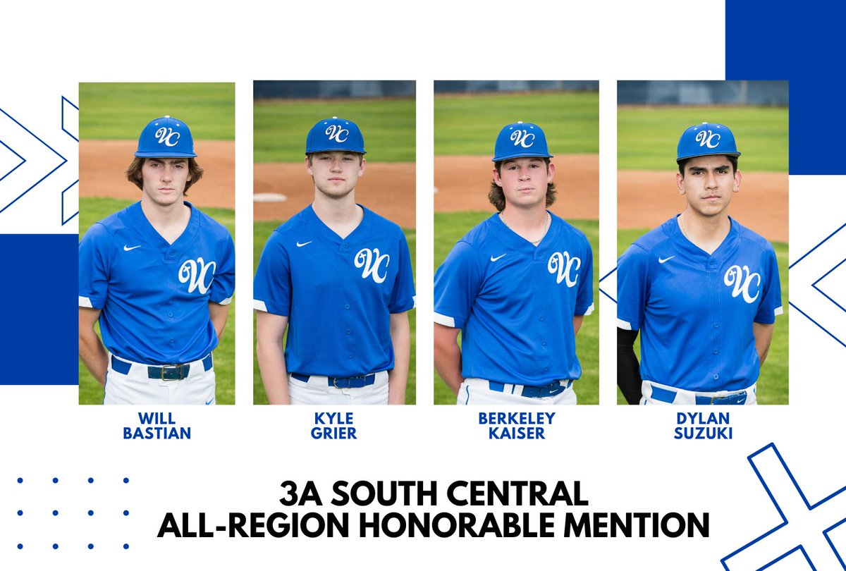 Congrats to our baseball program on their All-Region honors!

1st Team: Caleb Sweeney, Jimmy Twombly, Carson Grier, & Brock Jackson
2nd Team: Cameron Bergloff, Ryan Sanchez, & Jake Harrison
Honorable Mention: Will Bastian, Kyle Grier, Berkeley Kaiser, & Dylan Suzuki