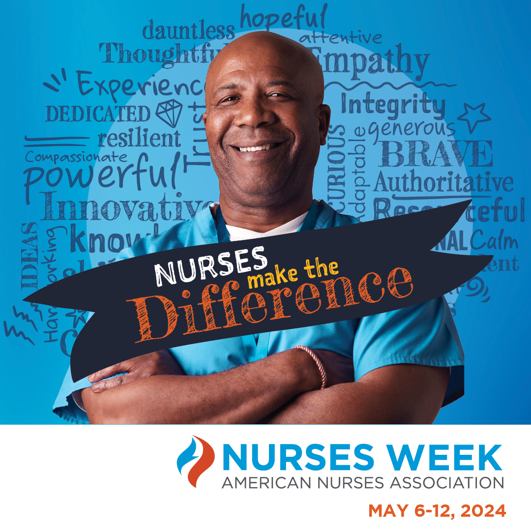 The theme for Nursing Week 2024 is 'Nurses Make the Difference' to honor the varying roles of nurses and their positive impact on our lives.💙 #ANANursesWeek #NursesLightUpTheSky