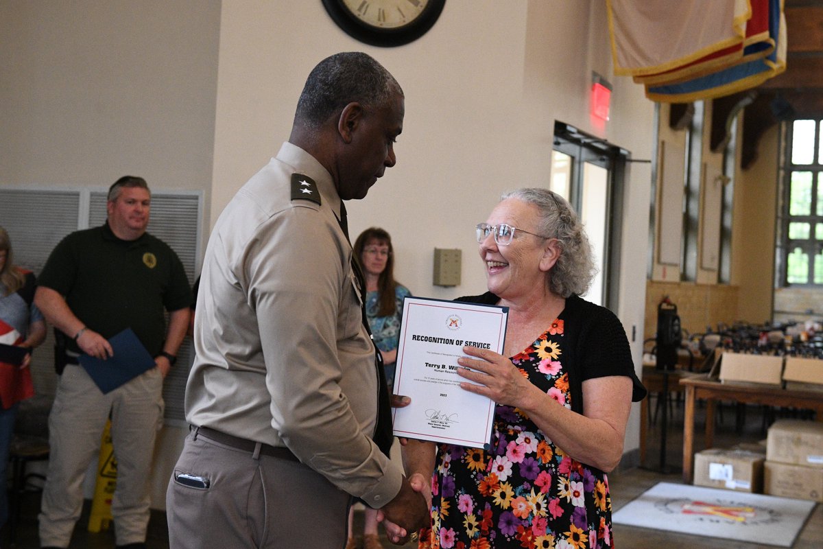 Cheers to a job well done! Employees gathered this morning for a recognition breakfast where their work over the past academic year was celebrated with VMI's administration.