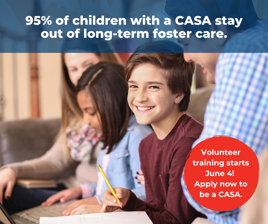 Our volunteers don’t need specialized backgrounds or prior knowledge of the child welfare system — you just have to be dedicated to making a difference in a child's life. Our next training session begins June 4th. Apply today! dccasaks.org/volunteer/volu…