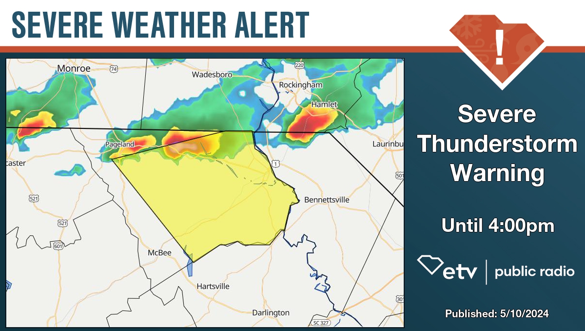 Severe Thunderstorm Warning for Chesterfield County until 4:00pm. Details at bit.ly/427ZNyo #SCWX