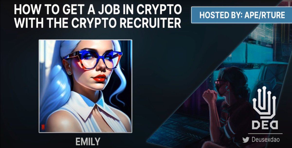 HOW TO GET A JOB IN CRYPTO

Trading is fun, but have you thought about starting your builders arc? I spoke with <a href="/EmilyCryptoJobs/">Emily, The Crypto Recruiter</a> on our podcast to figure out what the best ways are to land a job in crypto. 

Here's a few tips to get you started (podcast link at the end of the