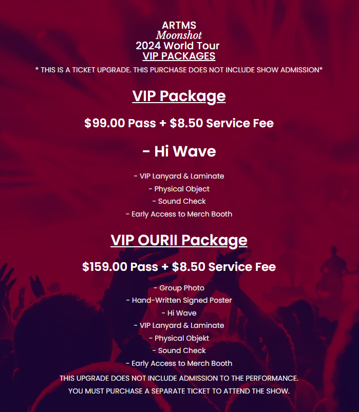 ARTMS Moonshot VIP Packages