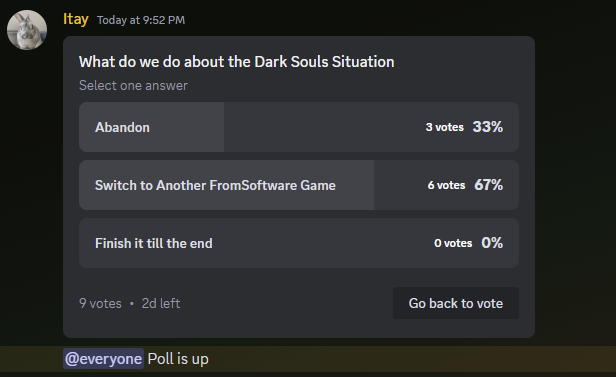 Itaytan_'s tweet photo. Stellar Blade has been awesome so far! can't wait to keep playing this with you guys!
also, new poll is up on the discord server. be sure to vote as it'll decide what I do with Dark Souls! (it's one of the worst games I've ever played) https://t.co/MAkI6M5chy