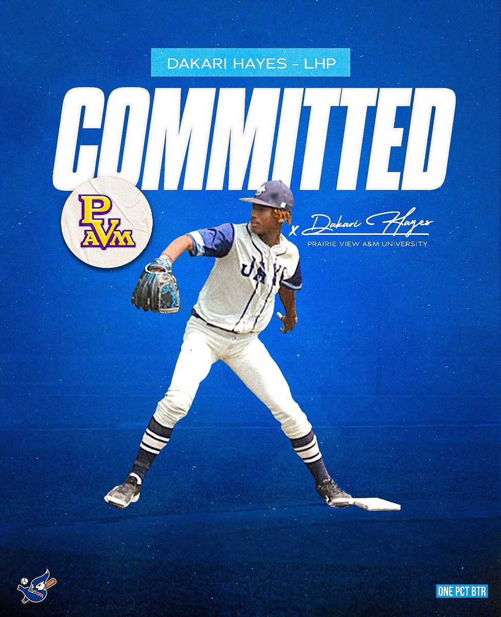 One Percent Academy Jays (@opajaysbaseball) on Twitter photo COMMITTED! Congratulations to our LHP Dakari Hayes (<a href="/dakarithayes1/">DAKARI.T.HAYES</a>) for his Commitment to Prairie View A&M University
Great Day to be a JAY 🐦
#opajays
#jaysbaseball
#onepercentacademy COMMITTED! Congratulations to our LHP Dakari Hayes (<a href="/dakarithayes1/">DAKARI.T.HAYES</a>) for his Commitment to Prairie View A&M University
Great Day to be a JAY 🐦
#opajays
#jaysbaseball
#onepercentacademy