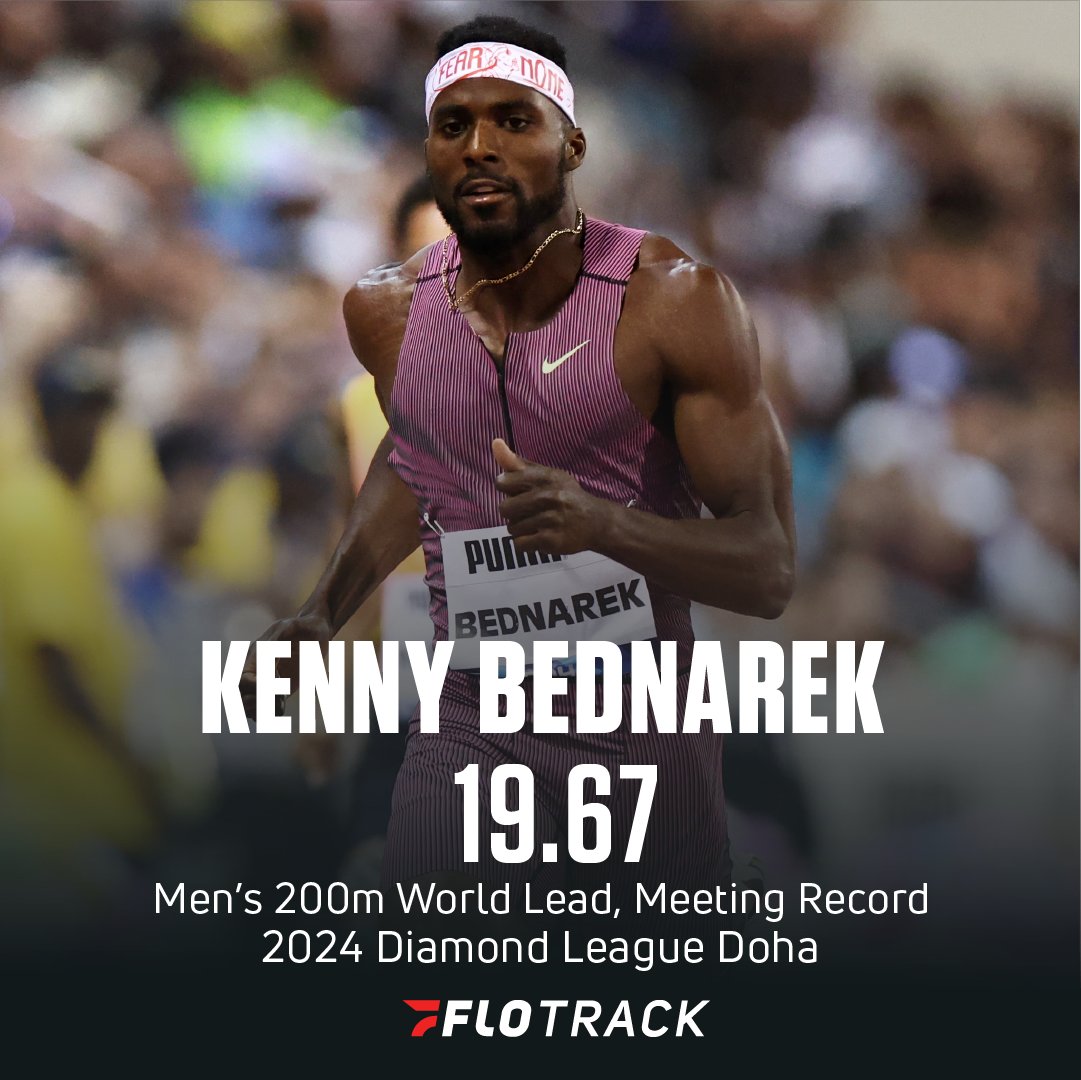 PR ✅ Meeting record ✅ World lead ✅ What a 200m performance from Kenny Bednarek at Diamond League Doha! #DohaDL 📸: Getty