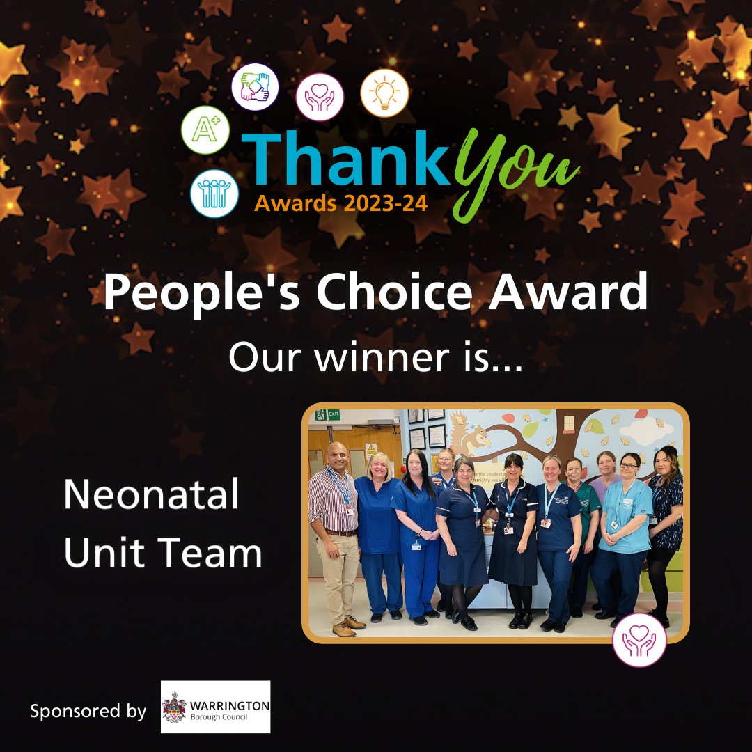 🏆 Our first winner to be announced tonight is the winner of the People's Choice Award, nominated by members of our communities. Drumroll, the winner is... Neonatal Unit Team! Their positive impact on patients and the public is truly inspiring. Well done! #ThankYouWHH