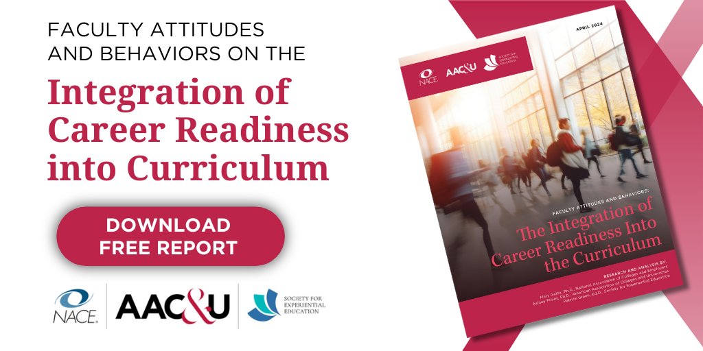 #ICYMI: AAC&U collaborated with @NACEOrg and @societyforfree on research to better understand the experiences of #faculty in helping students prepare for #career success. The results of this research are now available! Download your FREE copy today: ow.ly/Q7wO50RljUx