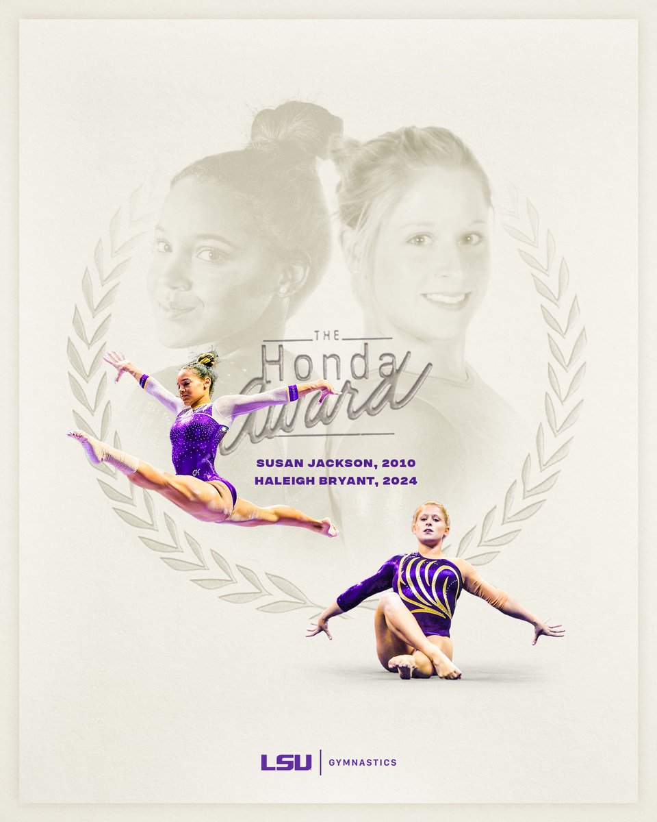 History in the making @haleighbryant3 joins Susan Jackson as the only two LSU gymnasts to win the Honda Sport Award!