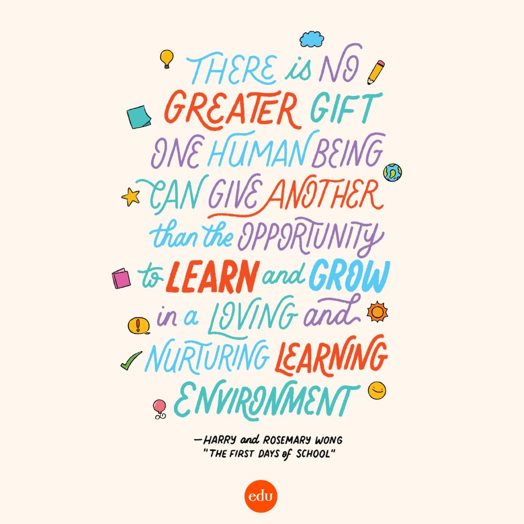 'There is no greater gift one human being can give another than the opportunity to learn and grow in a loving and nurturing learning environment.' 🌷@edutopia #TeacherAppreciationWeek #ThankATeacher