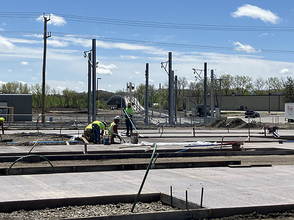 Construction update for May 10: metrocouncil.org/Transportation…

Photo: Concrete is placed for the plaza located adjacent to the Shady Oak Station in Hopkins.