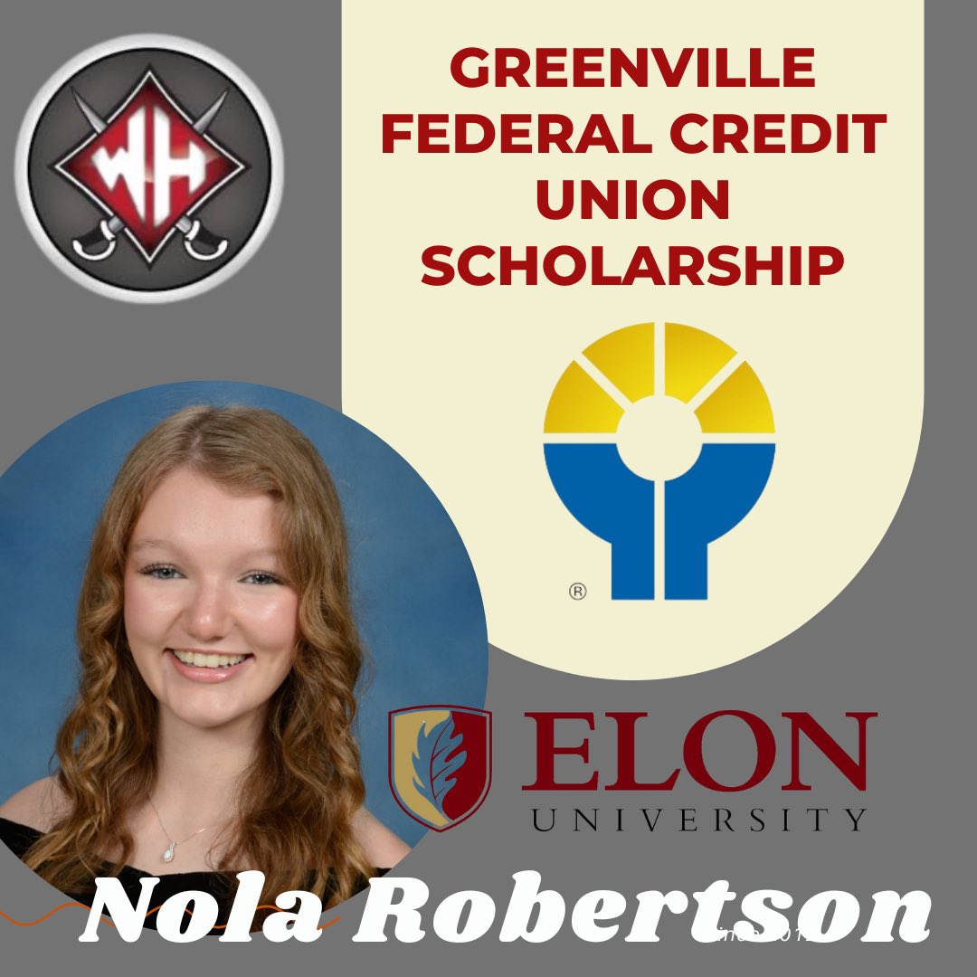 Congratulations to Nola Robertson for receiving the @GreenvilleFCU Scholarship. Nola will be attending @elonuniversity this Fall. 
#LeadingLikeGenerals