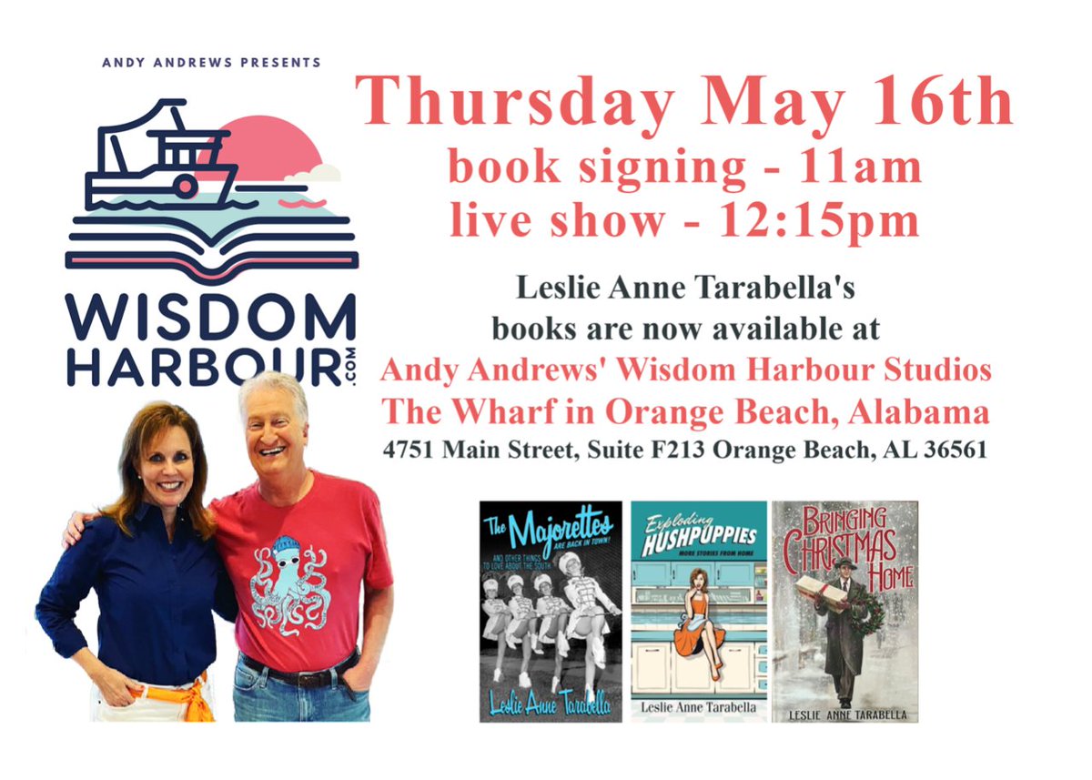 Come join Leslie Anne Tarabella and me on May 16th at Wisdom Harbour Studios, located at The Wharf in Orange Beach!