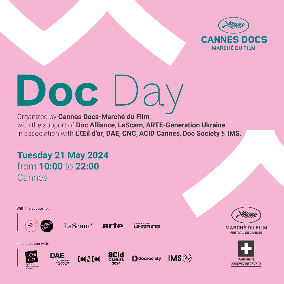 The #DocDayCannes 2024 program is here! 🎉 Join us on 21 May for our day-long celebration of documentary cinema! See the full program ➡️ i.mtr.cool/fslilpnwkg @DocAllianceFilm @webscam @ARTEfr @documentary_of @lecnc @AssociationACID @TheDocSociety @IMSforfreemedia