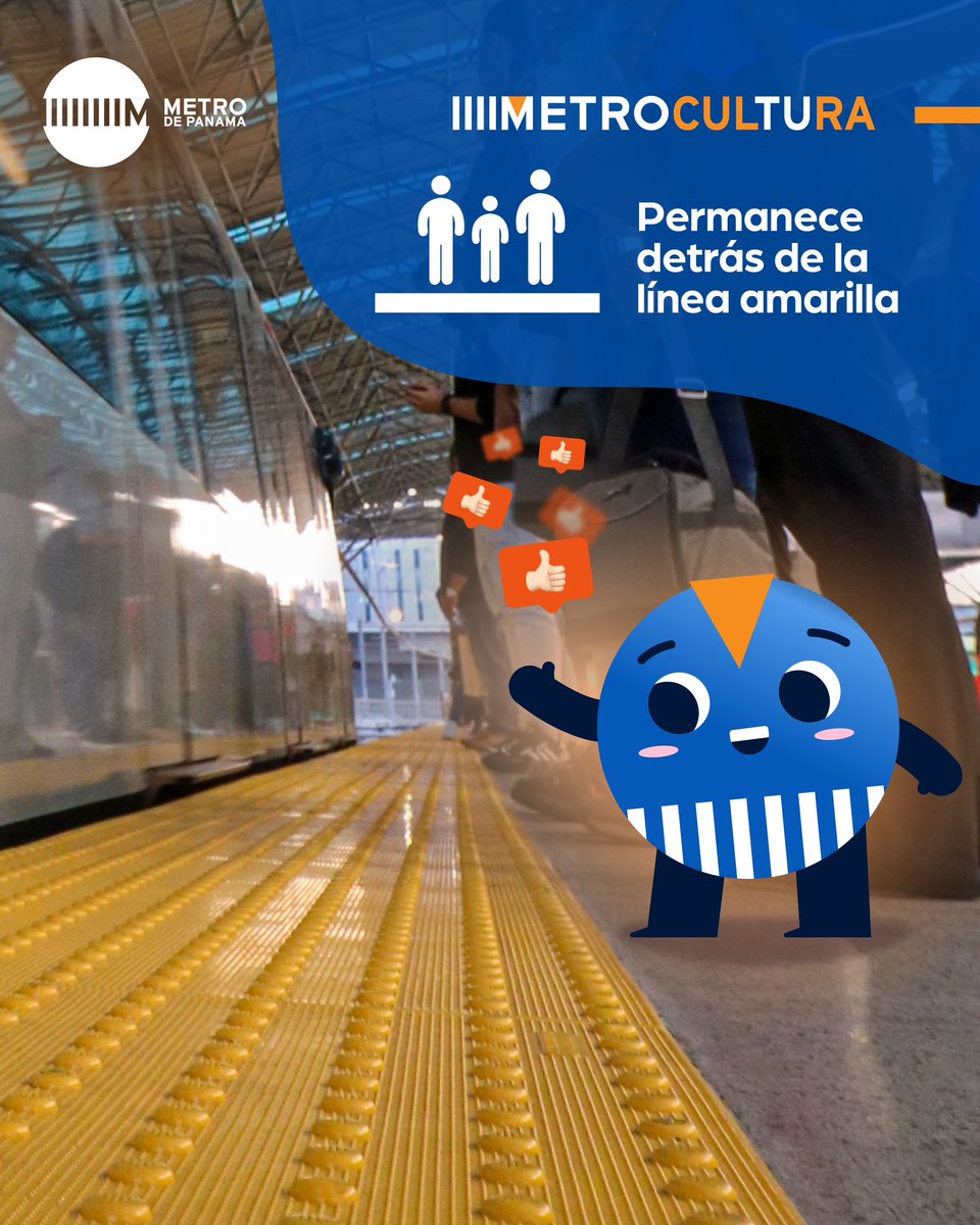 #Metrocultura  cuando te encuentres en el andén de espera 🚊, recuerda situarte detrás de la línea amarilla #cumplelasnormas✅🙂 #portuseguridad