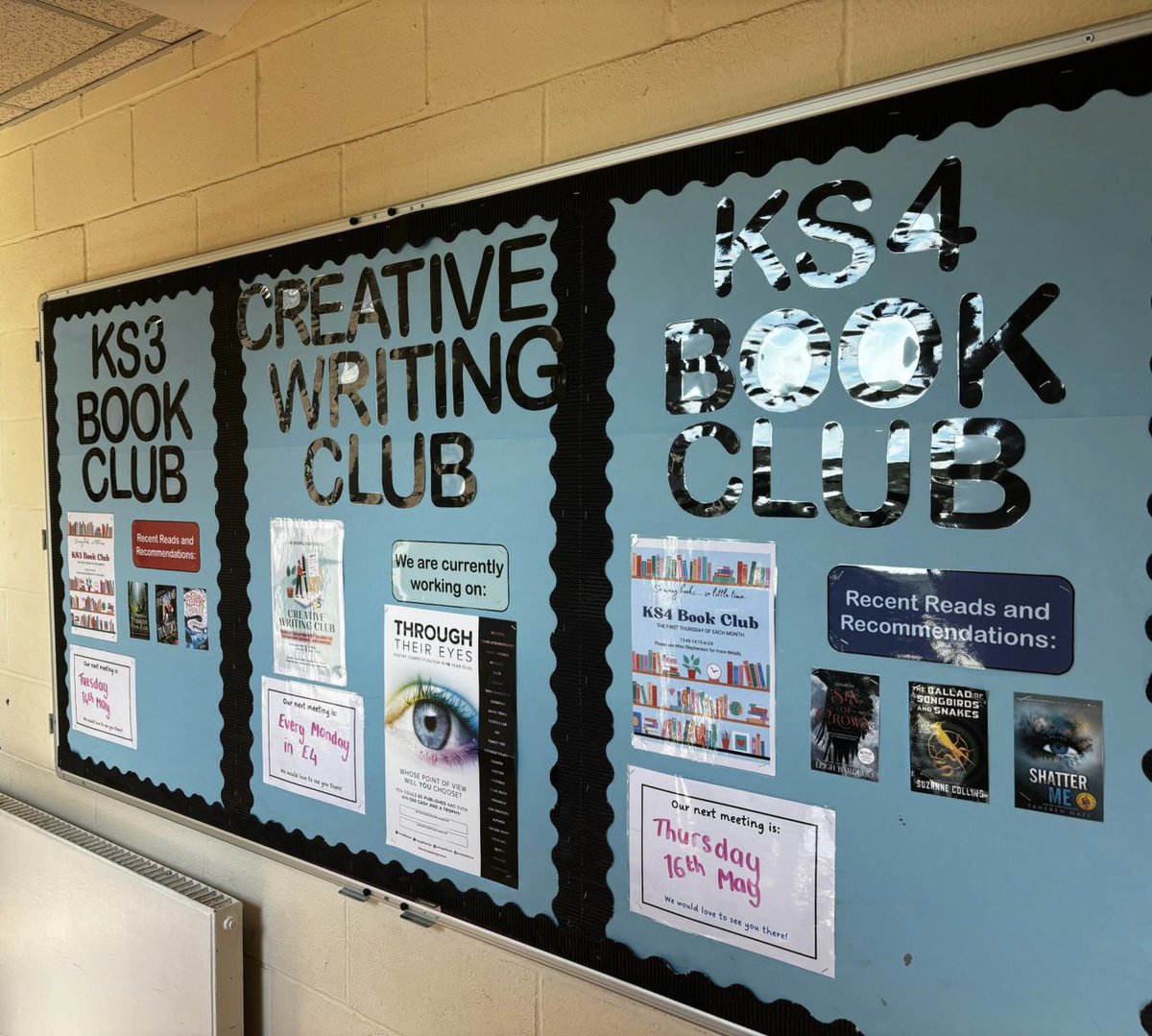 Creative Writing Club, KS3 Book Club and KS4 Book Club are back next week following a break due to exam revision sessions! Looking forward to seeing everyone there 😃