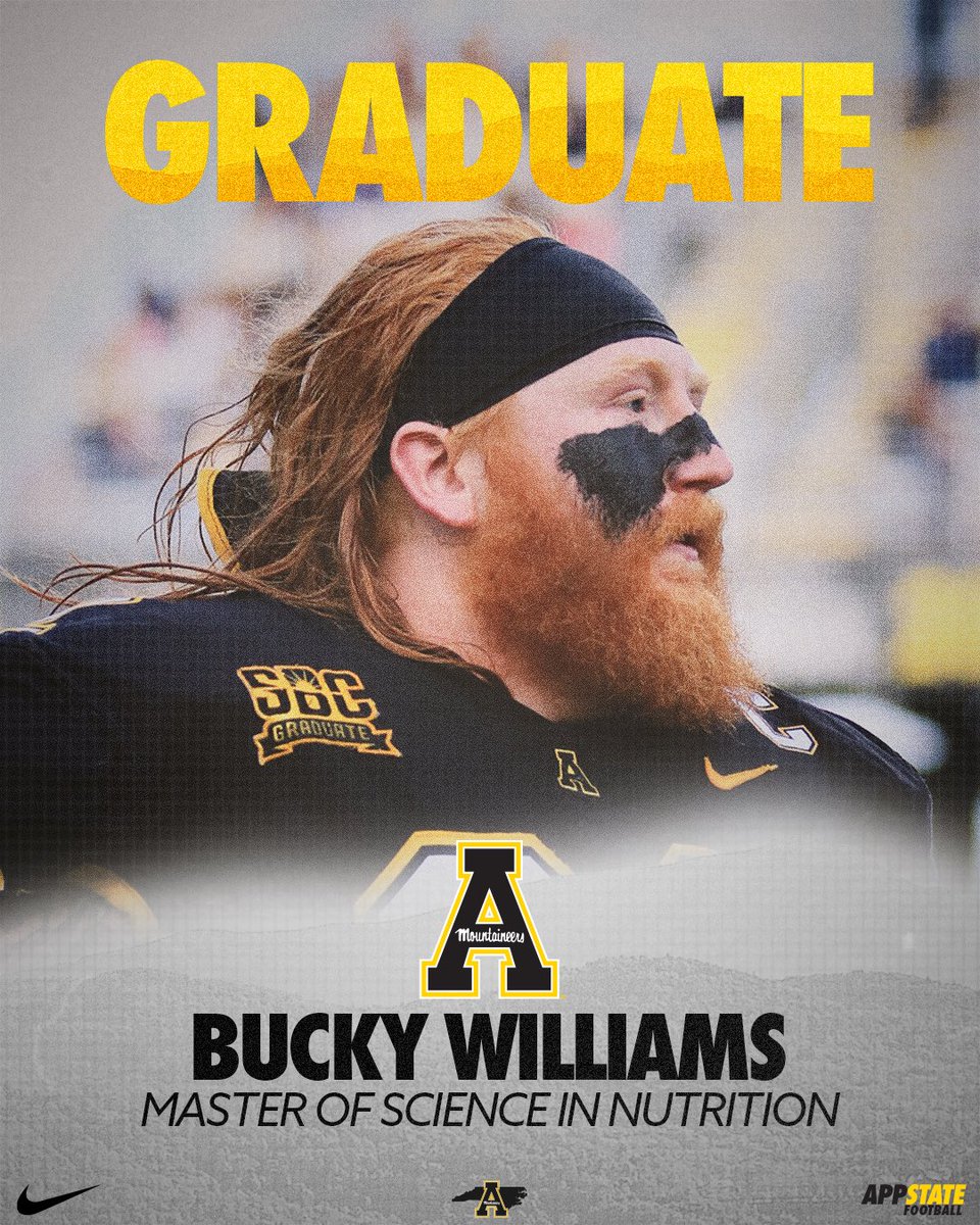 Congrats to 2024 @AppState graduate Bucky Williams on earning his master’s in nutrition degree 🎓 #GoApp
