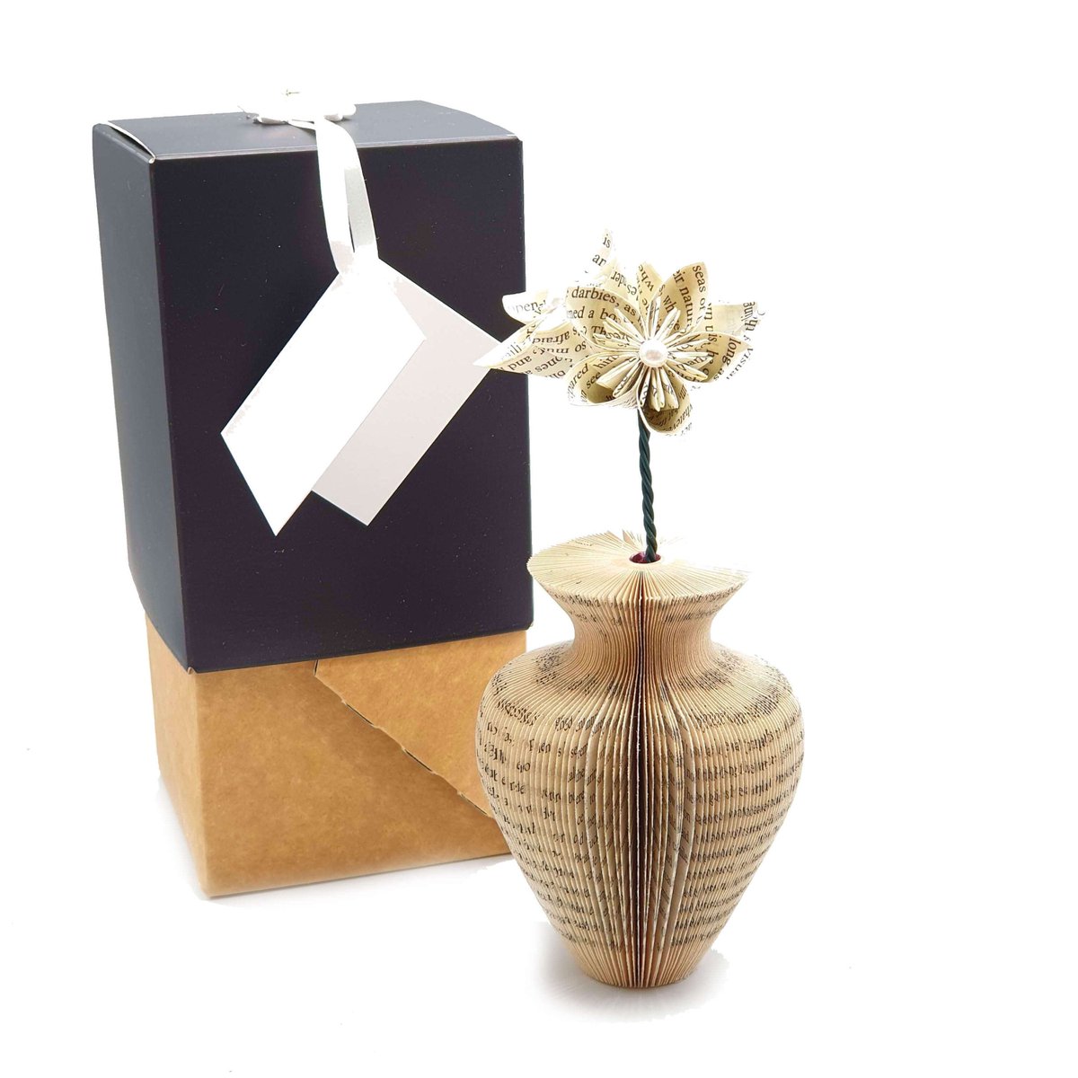 Mini Urn Vase and Flowers Book Gift creatoncrafts.com/products/mini-… #mhhsbd #RecycledBooks