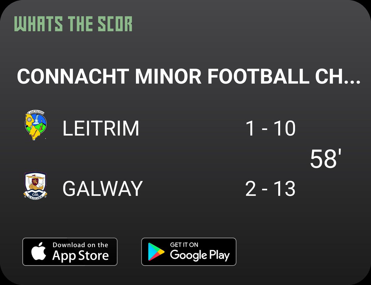 Get Live Score Updates straight to your phone, download Whats The Scor. Follow us on @WhatstheScor