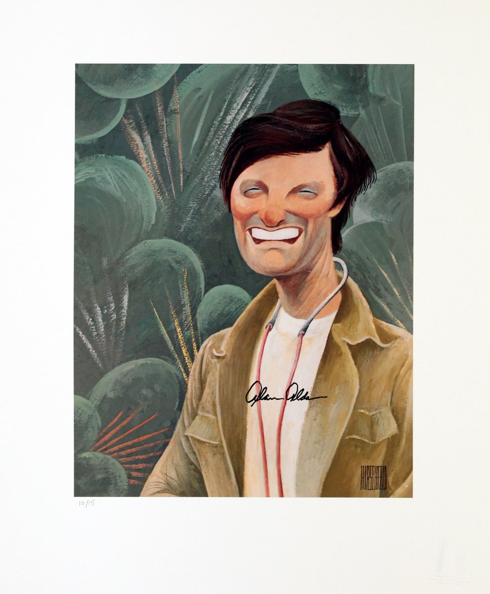 Hirschfeld created over 100 works for TV Guide magazine including this cover of Alan Alda in his Emmy-winning role from the series M*A*S*H.  Alan Alda signed a print of this work which is featured in our auction with Broadway Cares. Bid now at BroadwayCares.org/Hirschfeld.