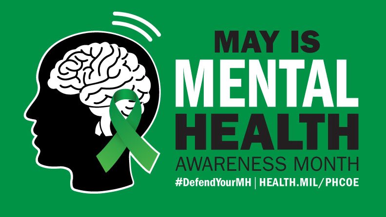 May is Mental Health Awareness Month. Protecting, optimizing, and defending our mental health is vital to our well-being and the readiness of our military force. #DefendYourMH health.mil/mentalhealth