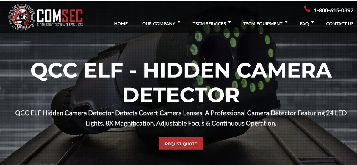 SOLUTION ALERT: QCC ELF Professional, High Performance Hidden Camera Detector. Locate Hidden Cameras & Lenses Up to 54 Yards Away. Learn More: tinyurl.com/4tj42xw2 #TSCM #ExecutiveProtection #surveillance #business #riskmanagement #privacy #securitymanagement