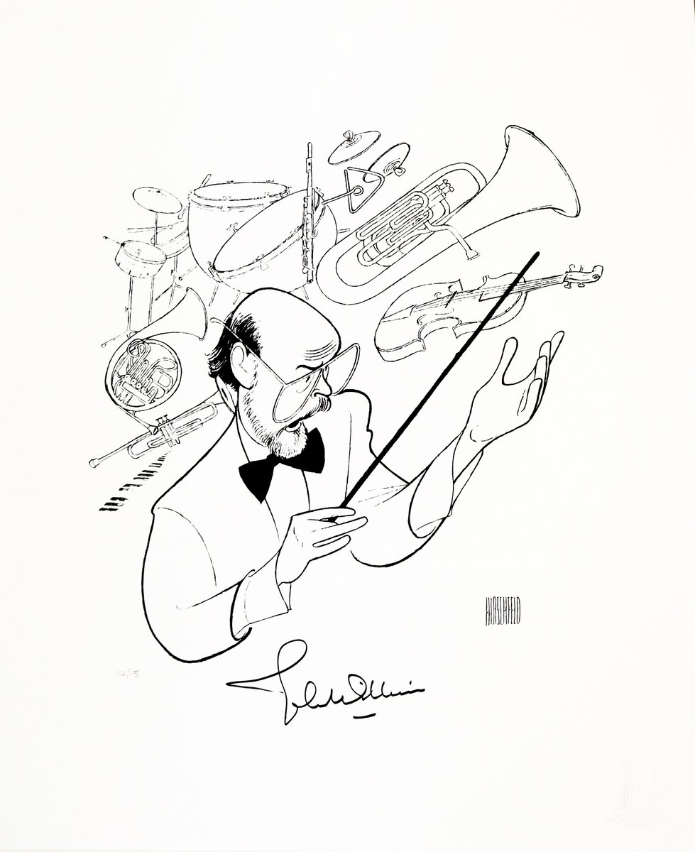 John Williams has crafted some of the most iconic orchestrations across his seven decade career. The movie maestro himself signed this print featured in our auction with Broadway Cares. Bid now at BroadwayCares.org/Hirschfeld What is your favorite #JohnWilliams score?