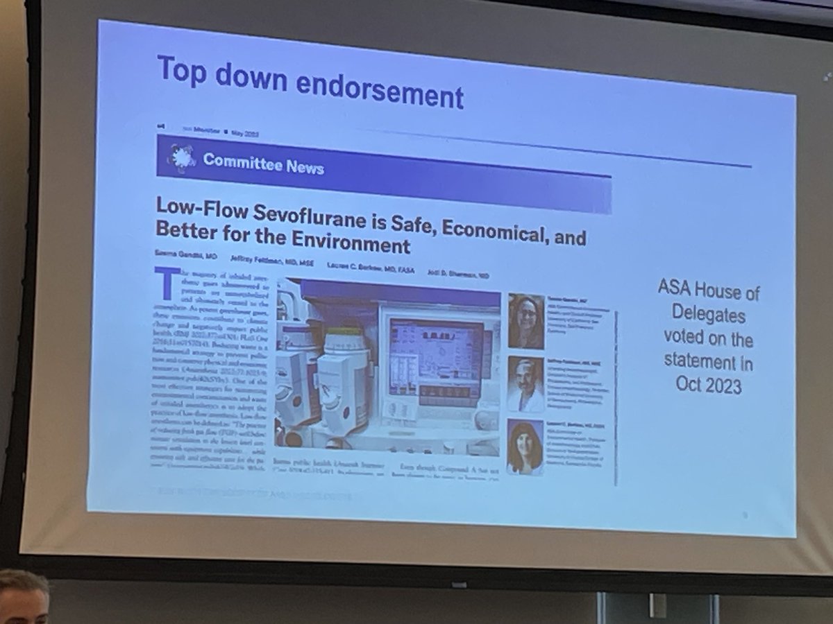 I hope no anesthesia provider continues to use 2 L gas flows with Sevo. I use 0.5 L routinely. Please do your part to save our Earth! ⁦<a href="/ASALifeline/">ASA®</a>⁩ ⁦<a href="/ASAMonitor/">ASA Monitor</a>⁩ ⁦<a href="/InovaHealth/">Inova</a>⁩ ⁦<a href="/UVaAnesthesia/">UVA Anesthesiology</a>⁩ ⁦<a href="/sambahq/">Society for Ambulatory Anesthesia (SAMBA)</a>⁩
