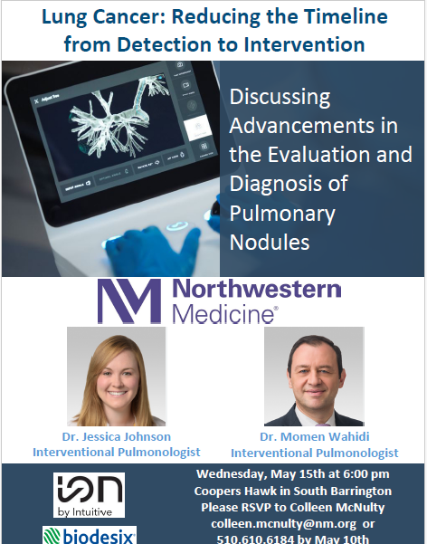 Join Northwestern Medicine Canning Thoracic Institute physicians on May 15 for a special session, Lung Cancer: Reducing the Timeline from Detection to Intervention.