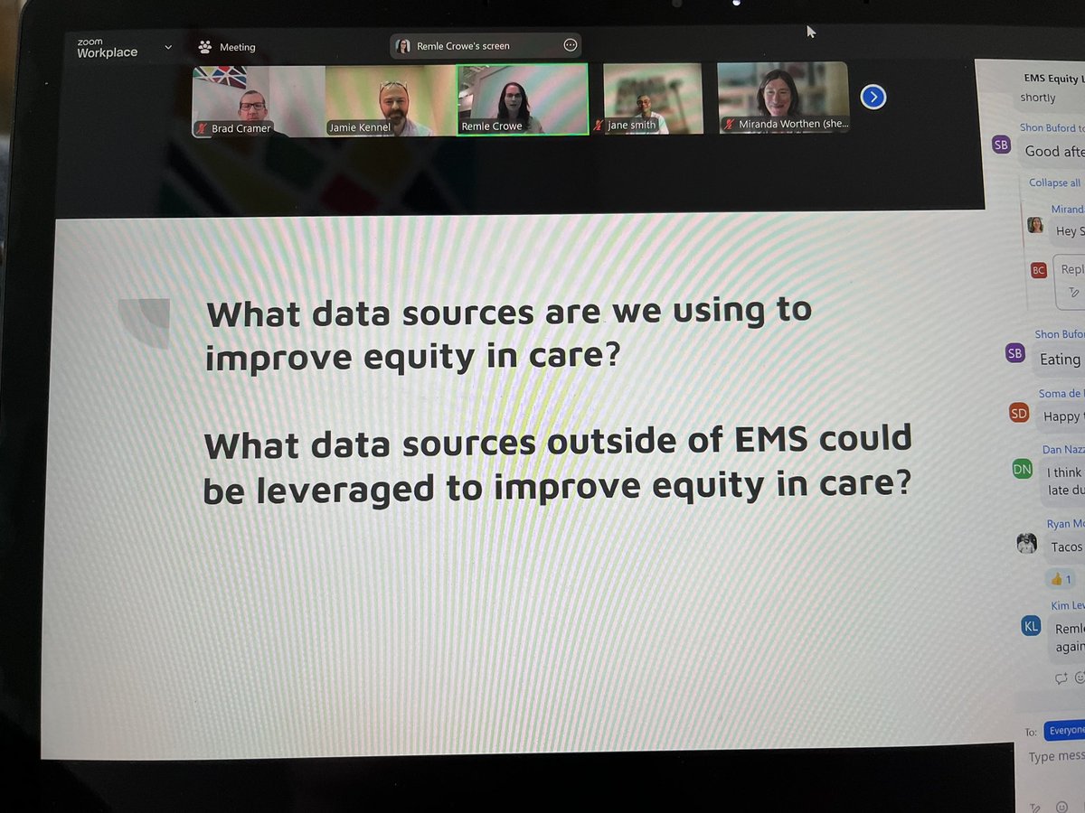Brad Cramer (@qipunks) on Twitter photo The always phenomenal <a href="/rpcrowe/">Remle P. Crowe, PhD</a> and <a href="/jamiekennel3/">Jamie Kennel PhD, MAS, Paramedic</a> leading us into the 3rd session of our EMS Equity Learning Community. Group collaboration on using data to improve equity in care delivery. Let’s get better! The always phenomenal <a href="/rpcrowe/">Remle P. Crowe, PhD</a> and <a href="/jamiekennel3/">Jamie Kennel PhD, MAS, Paramedic</a> leading us into the 3rd session of our EMS Equity Learning Community. Group collaboration on using data to improve equity in care delivery. Let’s get better!