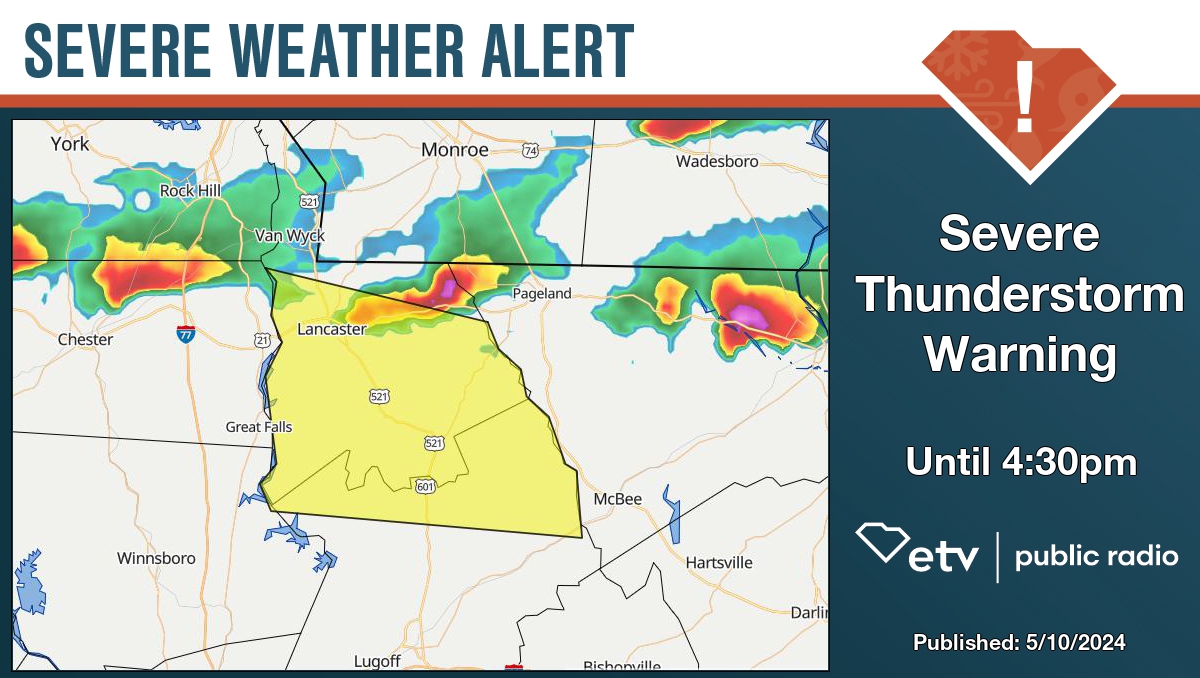 Severe Thunderstorm Warning for Kershaw and Lancaster County until 4:30pm. Details at bit.ly/427ZNyo #SCWX