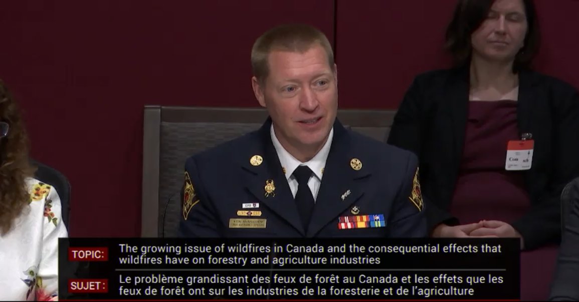 May 9, 2024 @CdnFireChiefs President @chiefmcmullen and ED @tsaryeddine provided testimony to @SenateCA Standing Committee on Agriculture and Forestry's study on the impacts of wildfire. Thank you Senate Committee for the invitation and fellow guests @redcrosscanada and @CIFFC.
