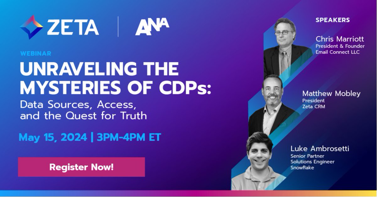 #TGIF Let's talk #CDP
Customer data platforms: they are crucial in today's data-driven world.

'we don't need a CDP' 
'but we have an ESP'
'what's the difference?'

Yesterday is history, is a CDP a mystery?

Nope!  🙌🏻  #webinar #eventprofs bit.ly/4baUQK5