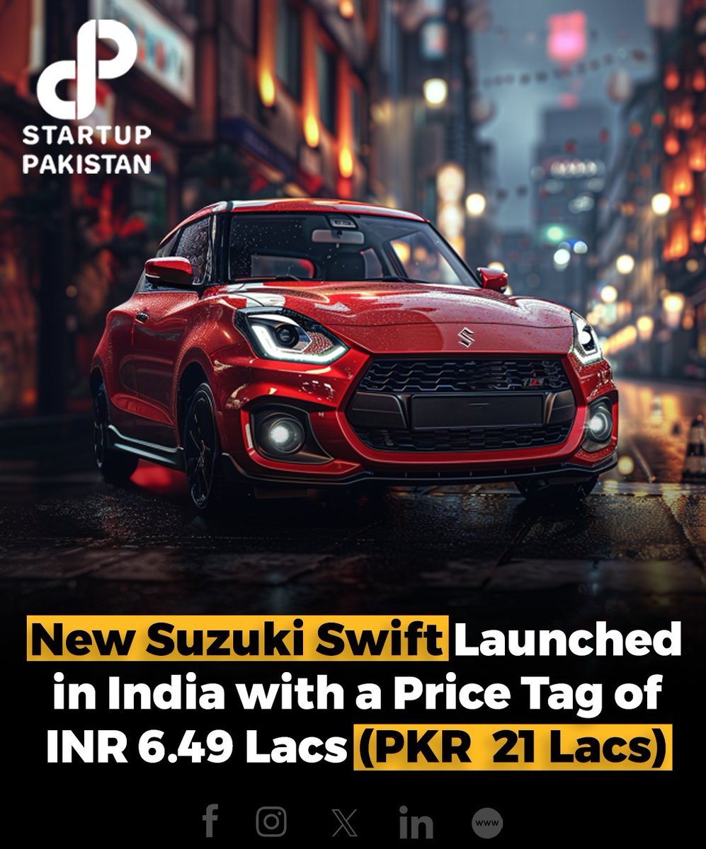 Maruti has officially introduced the all-new fourth-generation Suzuki Swift in India, with prices starting from INR 6.49 lacs (PKR 21 Lacs). 

#India #Marutisuzuki #Swift #Newcar #Suzukiswift